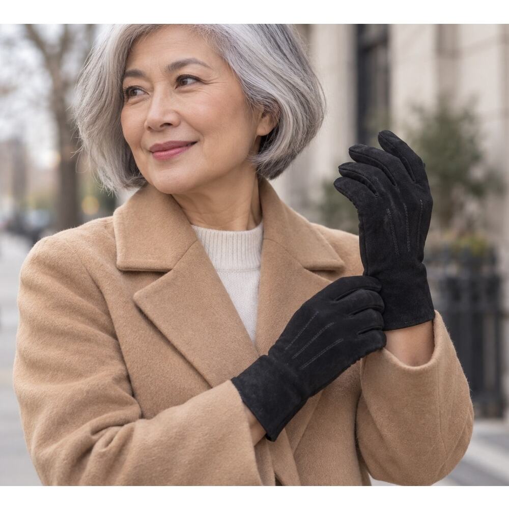 Hanes Her Way Black Lined Gloves Size Small